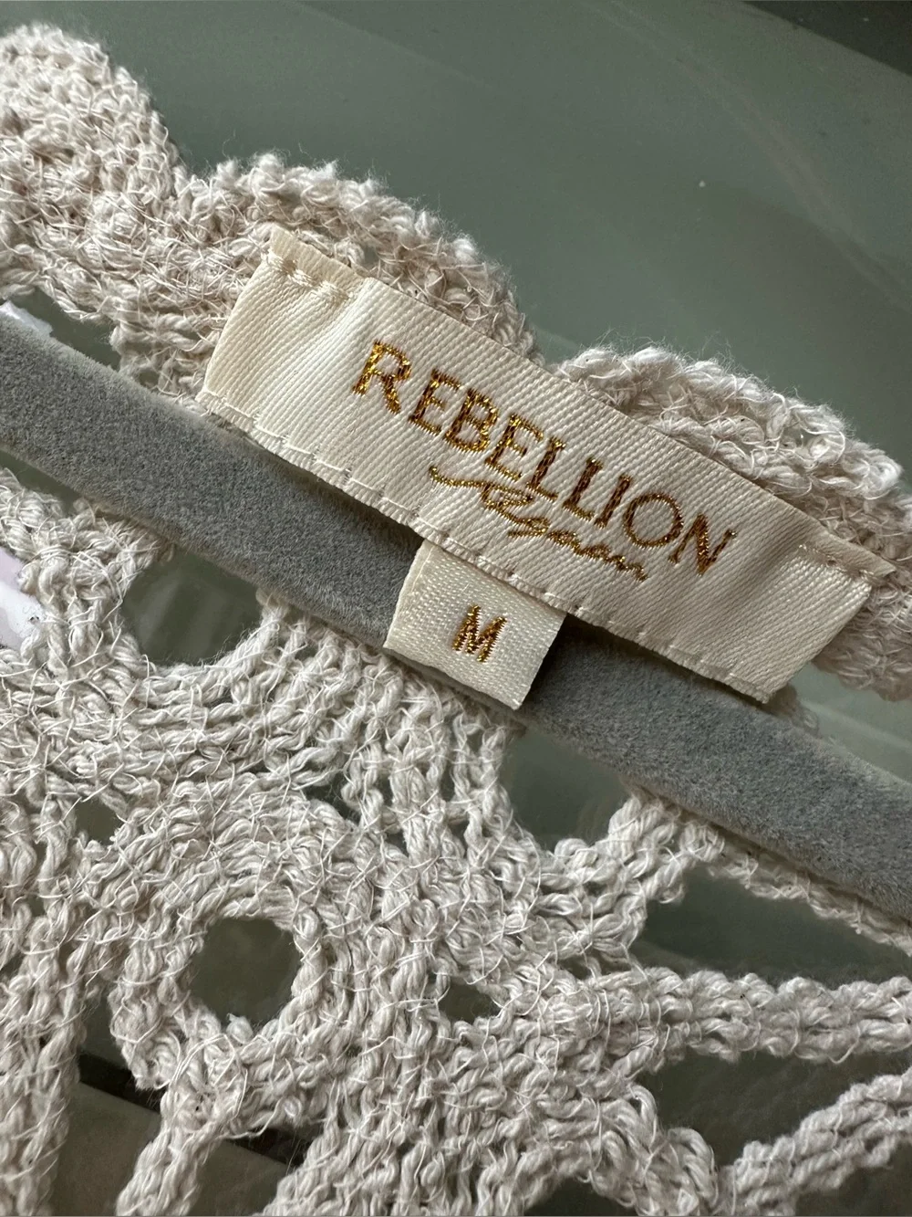 Rebellion Cotton Crochet Cream Tank Top - Picture 4 of 7